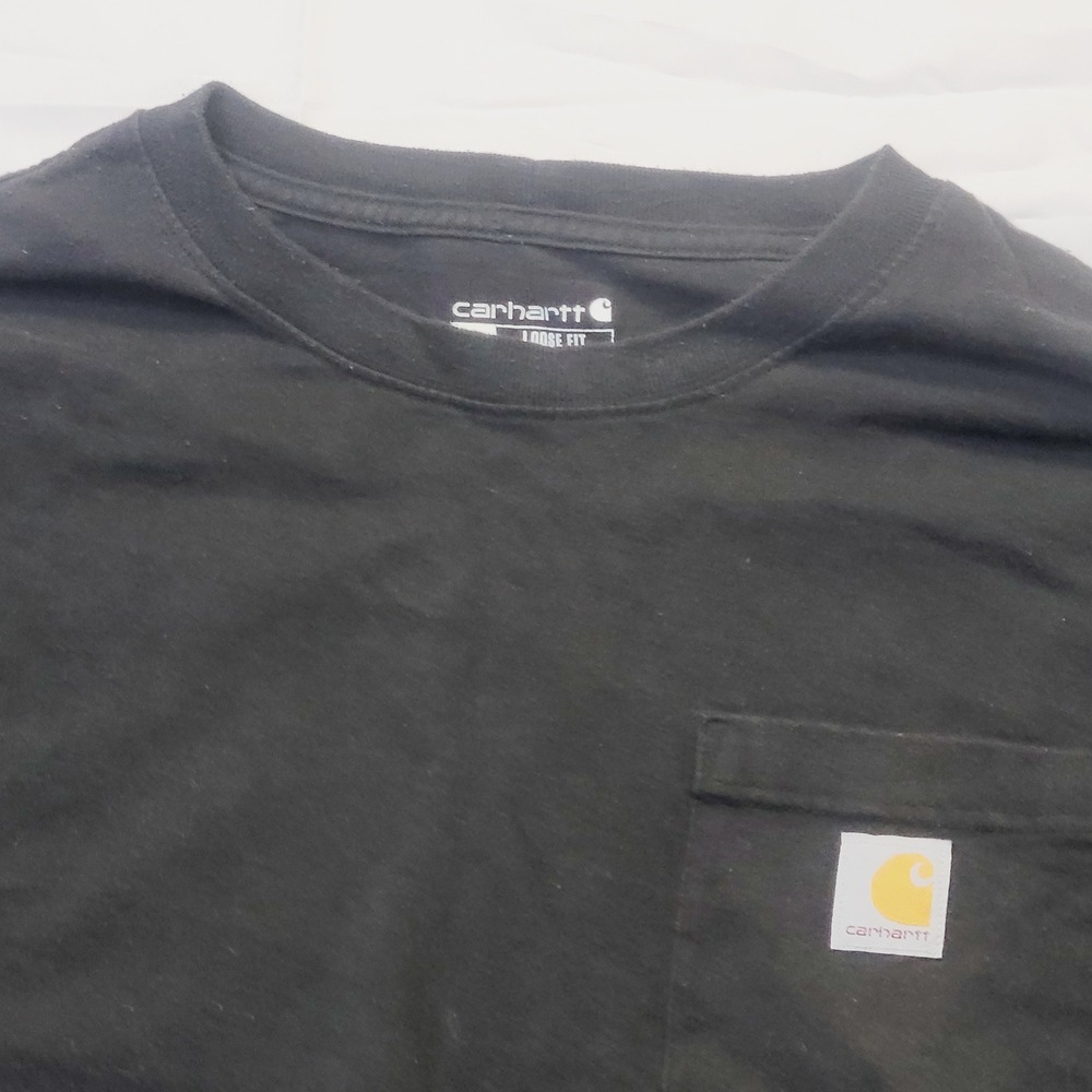 Carhartt Mens Loose Fit Long Sleeve Pocket T-Shirt Black Size XL - Picture 3 of 10